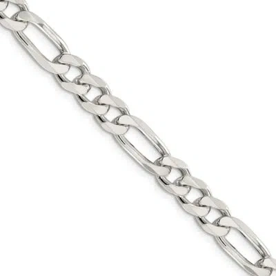 Pre-owned The Black Bow Men's 8mm, Sterling Silver Pave Flat Figaro Chain Necklace