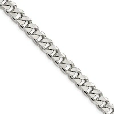 Pre-owned The Black Bow Men's 8mm, Sterling Silver Solid Flat Curb Chain Necklace
