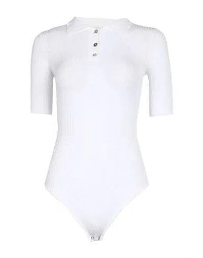 The Bodysuit Of Barcelona Woman Bodysuit White Size L Viscose, Polyester