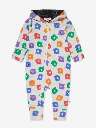 The Bonnie Mob Baby Bears Faux Fur Lined Onesie In Multicoloured