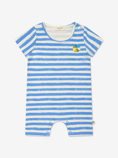 The Bonnie Mob Baby Boys Cockle Striped Romper In Blue