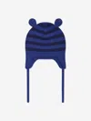 The Bonnie Mob Baby Boys Damson Knit Hat With Ears In Blue