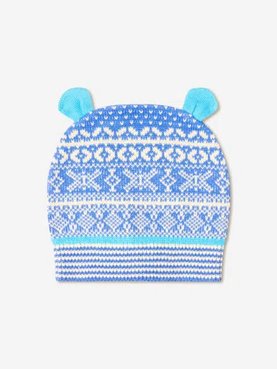 The Bonnie Mob Kids'  Baby Boys Knitted Hat With Ears 0 - 6 Months Blue By Childsplay Clothing