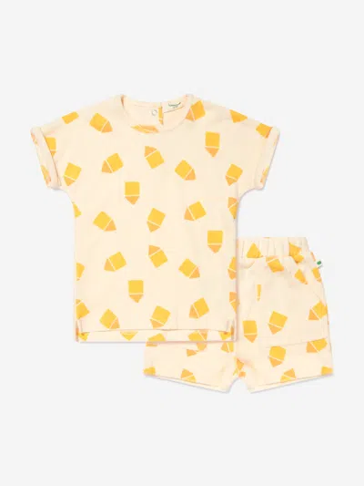 The Bonnie Mob Baby Shell And Shoreline Beach Hut Short Set In Yellow