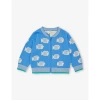 THE BONNIE MOB THE BONNIE MOB BLUE GRAPHIC-INTARSIA ZIP-UP ORGANIC COTTON-KNIT CARDIGAN 3-36 MONTHS
