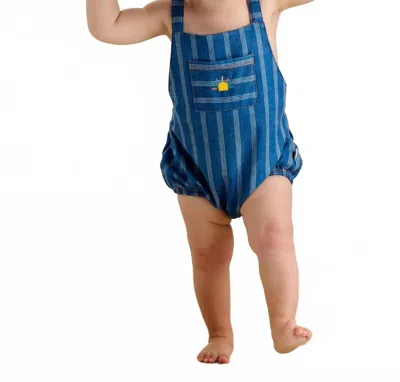 The Bonnie Mob Kids' Boy's Mallorca Pinstripe In Denim Bubble In Blue