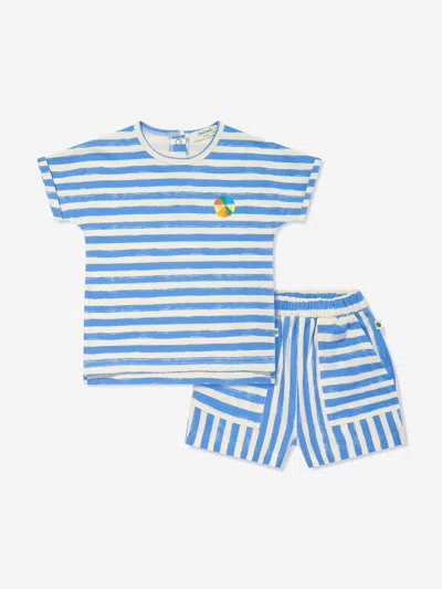 The Bonnie Mob Babies' Boys Cruz And Coley Striped Short Set In Blue