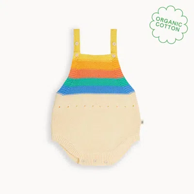 The Bonnie Mob Bubble - Rainbow Stripe Knit Romper By Childsplay Clothing In Neutral