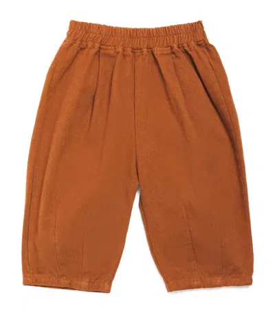 The Bonnie Mob Kids' Cotton Twill Barrel Trousers In Orange