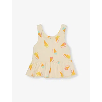 The Bonnie Mob Babies' Graphic-print Frilled Stretch-cotton Top 6 In Gelato