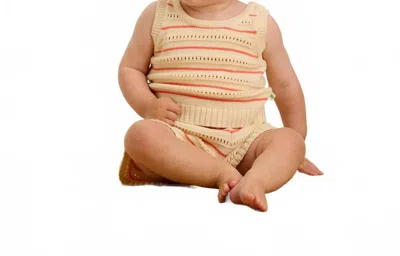 The Bonnie Mob Kids' Girl's Cala Stripe Knit Top In Coral In Multi