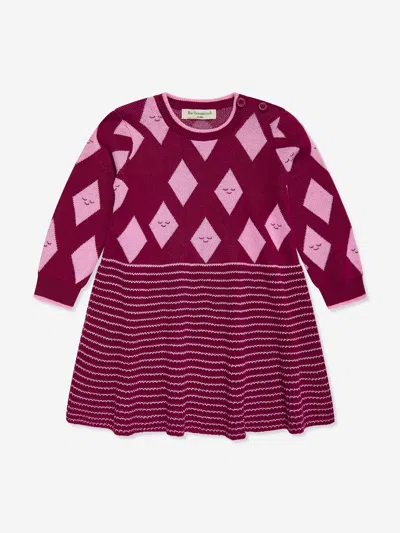 The Bonnie Mob Babies' Girls Auburn Diamond Knit Dress In Purple