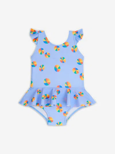 The Bonnie Mob Kids' Girls Beach Ball Frill Swimsuit In Blue