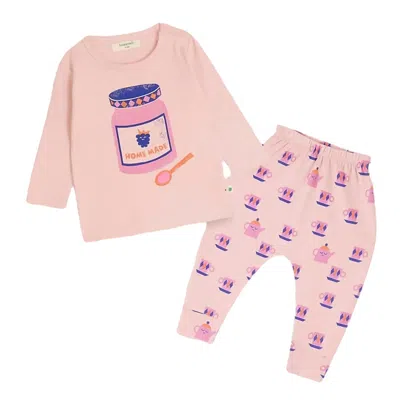 The Bonnie Mob Kids' Girls Bramley Braeburn Jam T-shirt & Legging Pajama Set In Pink