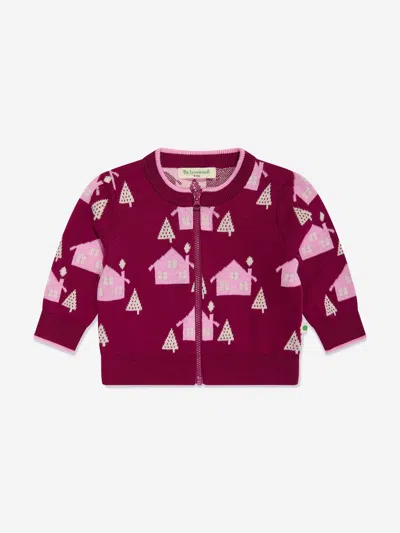 The Bonnie Mob Girls Fir Cabin Knit Cardigan In Purple