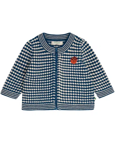The Bonnie Mob Kids' Girls Homey Chunky Checker Cardigan In Navy Mix In Blue