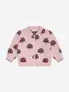The Bonnie Mob Girls Mushroom Knit Cardigan In Pink