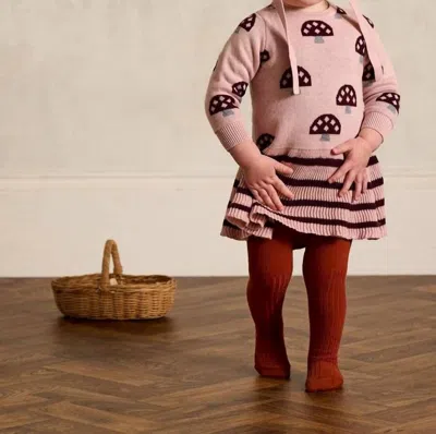The Bonnie Mob Kids' Girls Mushroom Knit Dress In Dusty Pink In Black
