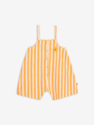 The Bonnie Mob Babies' Kids Cayman Striped Dungaree Romper In Orange