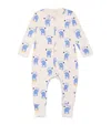 The Bonnie Mob Organic Cotton Elephant Print Convertible Sleepsuit In Multi