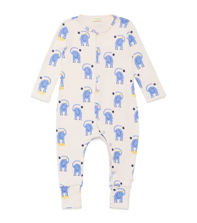The Bonnie Mob Babies' Organic Cotton Elephant Print Convertible Sleepsuit In Multi