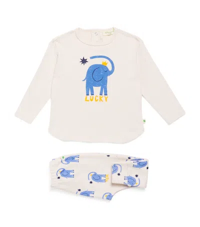 The Bonnie Mob Kids' Organic Cotton Elephant T-shirt And Leggings Set In Neutral