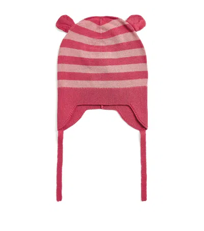 The Bonnie Mob Kids' Organic Cotton Stripe Knit Hat In Pink
