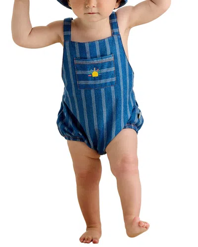 The Bonnie Mob Babies' The Bonniemob Cotton Fleece Bubble Romper In Blue