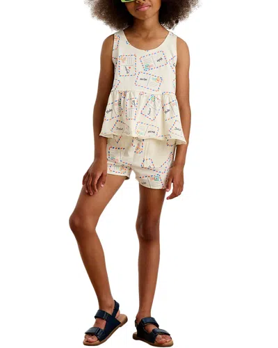 The Bonnie Mob Kids' The Bonniemob Frill Top & Short Set In Neutral