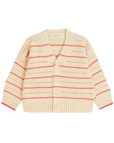The Bonnie Mob Kids' The Bonniemob Pointelle Stripe Cardigan In Neutral