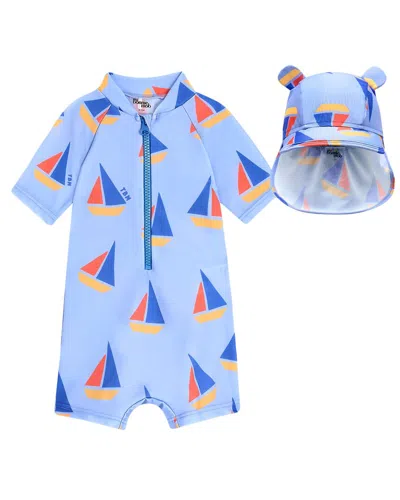 The Bonnie Mob Kids' The Bonniemob Rashguard Swimsuit & Hat Set In Multi