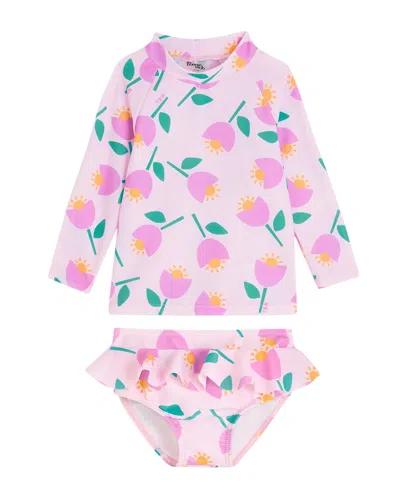 The Bonnie Mob Kids' The Bonniemob Rashguard Top & Bottom 2pc Swim Set In Purple