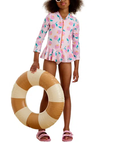 The Bonnie Mob The Bonniemob Zip Long Sleeve Swimsuit In Pink