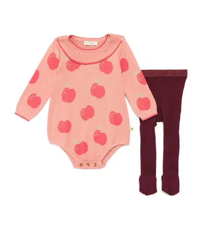 The Bonnie Mob Kids' X Collégien Angel Romper And Tights Set In Red