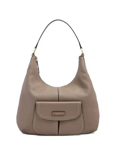 The Bridge Front-pocket Leather Shoulder Bag In Gray