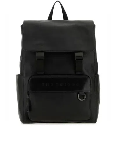 The Bridge Black Leather Damiano Backpack