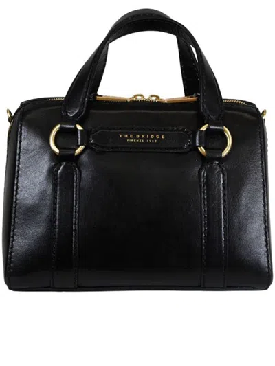 The Bridge Black Handbag W/shoulder Structured Leather Handbag