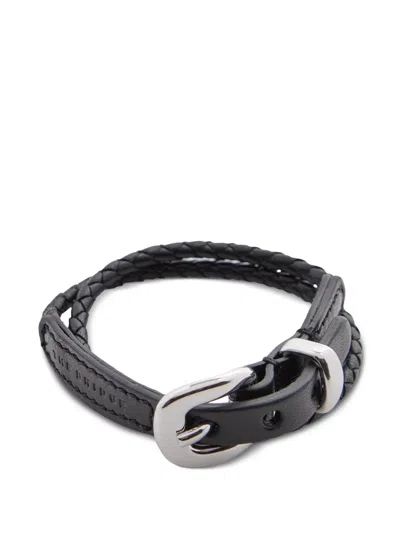 The Bridge Braided Leather Bracelet In Black