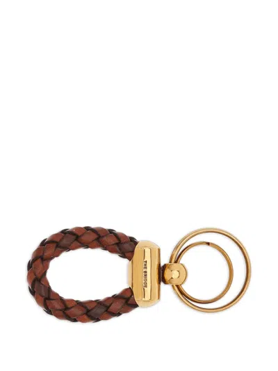 The Bridge Braided Leather Keyring In Brown
