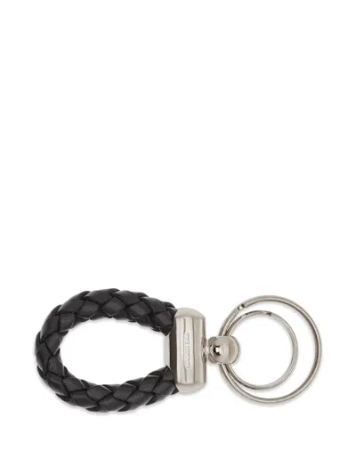 The Bridge Braided Leather Keyring In Red