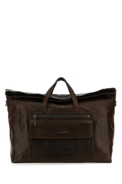 The Bridge Brown Leather Alberto Wild Travel Bag