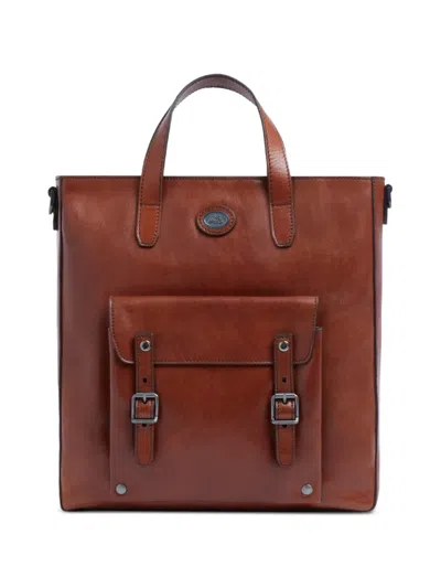 The Bridge Buckle-detail Leather Backpack In White