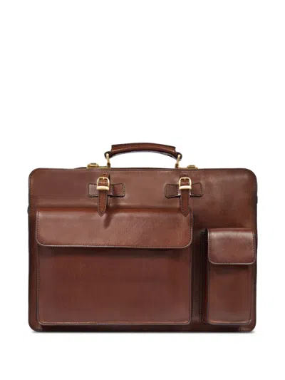 The Bridge Buckle-detail Leather Briefcase In Brown