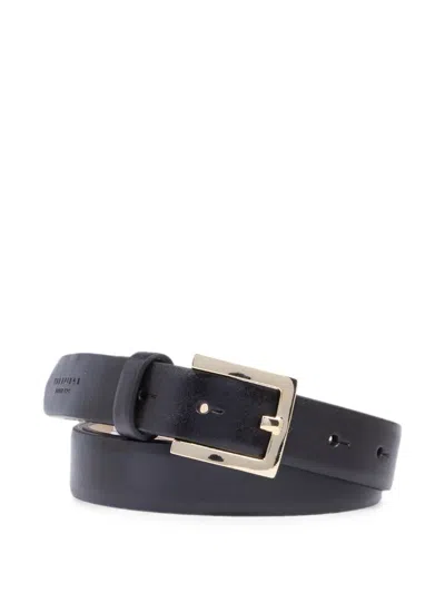 The Bridge Buckle-fastening Leather Belt In Black