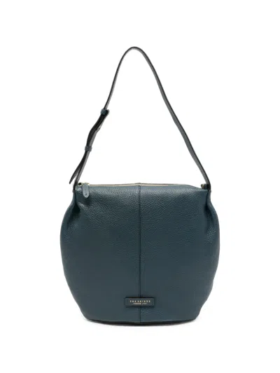 The Bridge Byron Grained-leather Shoulder Bag In Blue