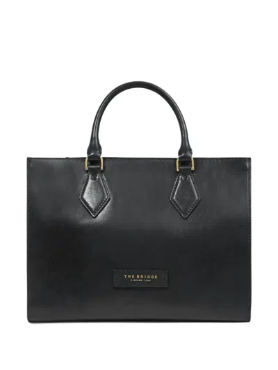 The Bridge Detachable-strap Leather Tote Bag In Black