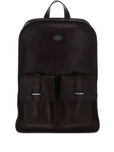 The Bridge Double-pocket Leather Backpack In Brown