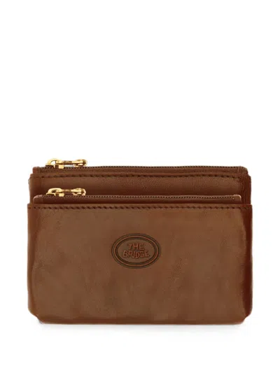 The Bridge Double-zip Leather Keyring In Brown