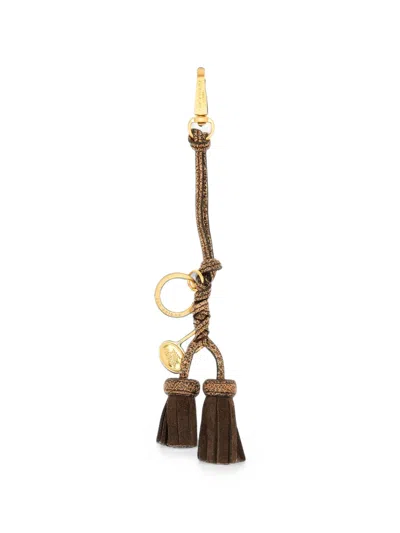The Bridge Duccio Braided Tassel Leather Keyring In 브라운