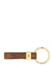 The Bridge Engraved-logo Leather-loop Keyring In Brown